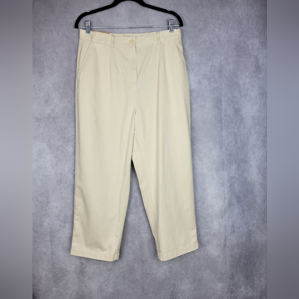 L.L. Bean Original Fit Cotton Beige Office Career Crop Pant Women's Size 12